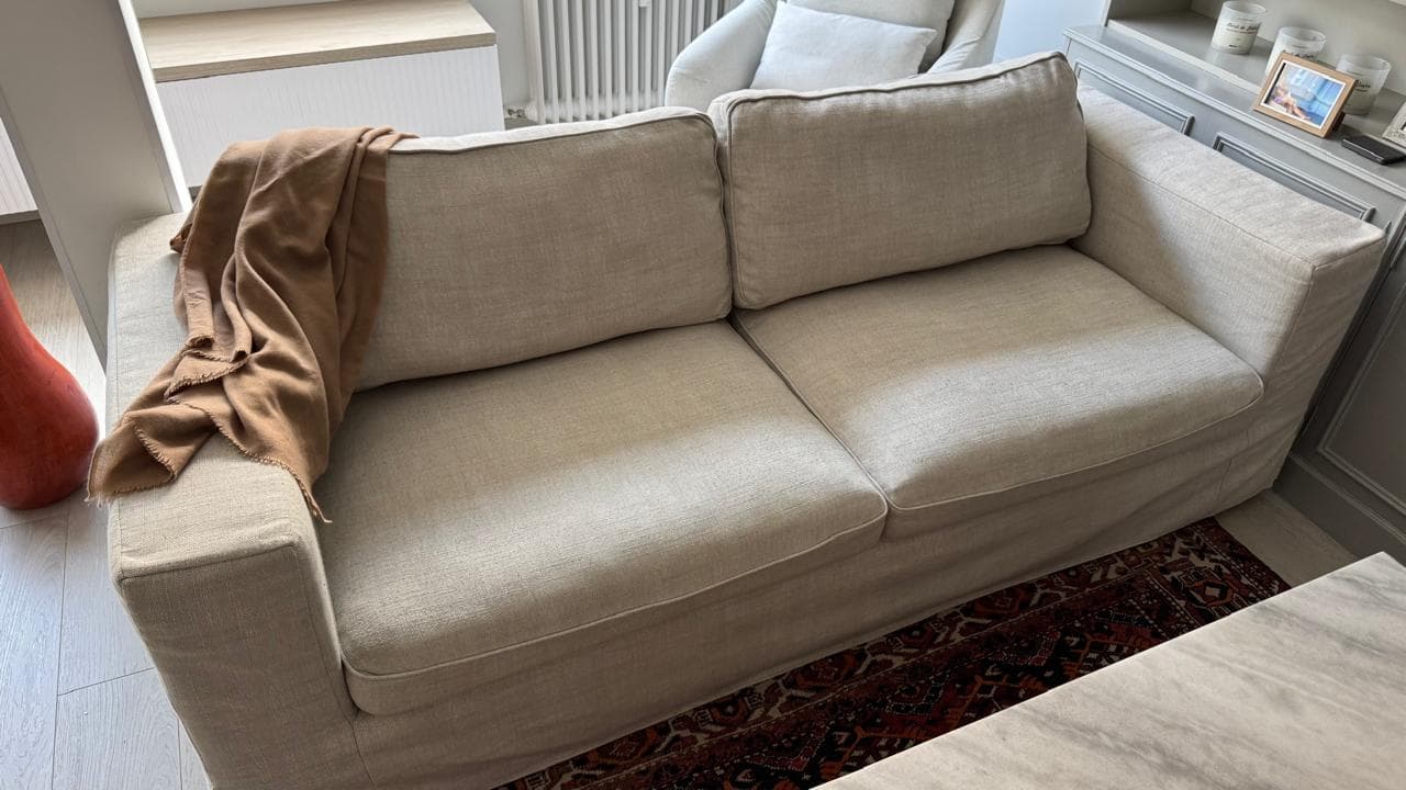 Sofá 3 plazas de lino beige – El Corte Inglés